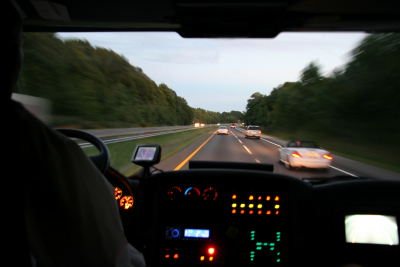 bus on the highway