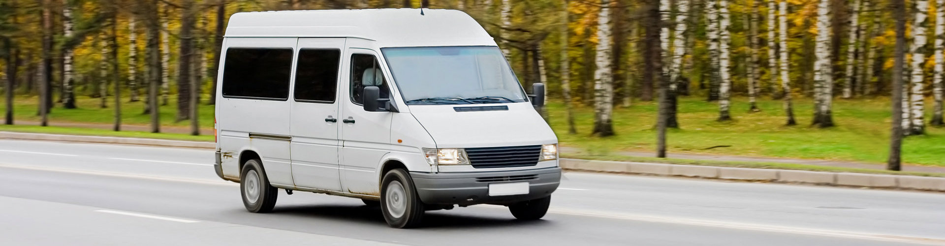 white van at road